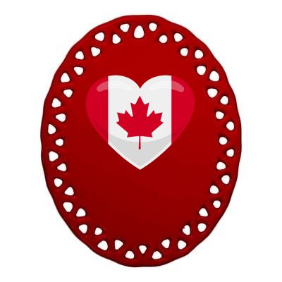 Canada Heart Flag Ceramic Oval Ornament