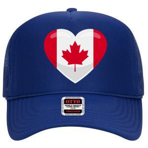 Canada Heart Flag High Crown Mesh Back Trucker Hat