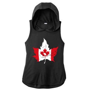 Canada Maple Leaf Flaf Ladies PosiCharge Tri-Blend Wicking Draft Hoodie Tank