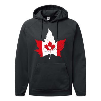 Canada Maple Leaf Flaf Performance Fleece Hoodie