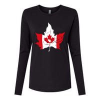 Canada Maple Leaf Flaf Womens Cotton Relaxed Long Sleeve T-Shirt