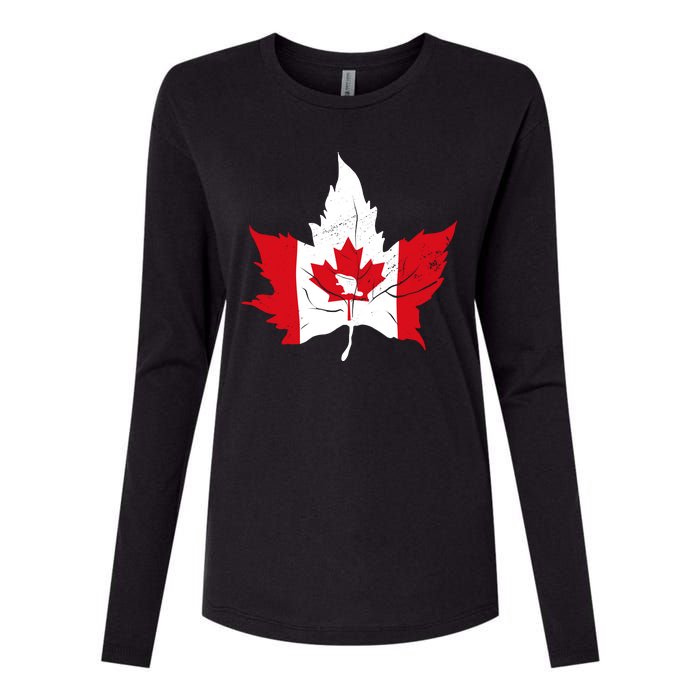 Canada Maple Leaf Flaf Womens Cotton Relaxed Long Sleeve T-Shirt