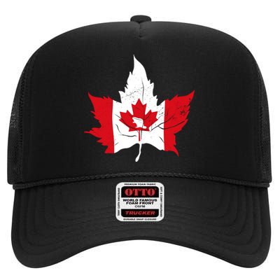 Canada Maple Leaf Flaf High Crown Mesh Back Trucker Hat