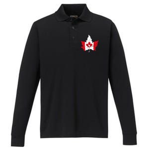 Canada Maple Leaf Flaf Performance Long Sleeve Polo