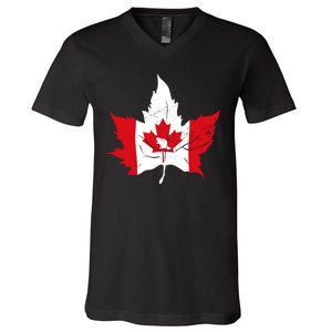 Canada Maple Leaf Flaf V-Neck T-Shirt