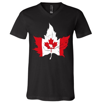 Canada Maple Leaf Flaf V-Neck T-Shirt
