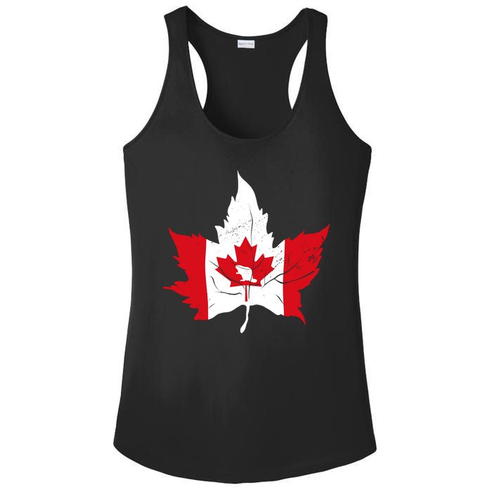 Canada Maple Leaf Flaf Ladies PosiCharge Competitor Racerback Tank