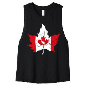 Canada Maple Leaf Flaf Women's Racerback Cropped Tank