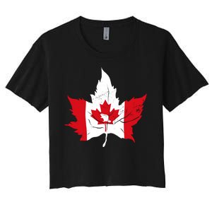 Canada Maple Leaf Flaf Women's Crop Top Tee