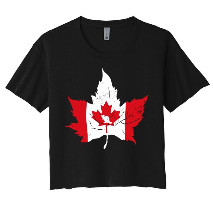 Canada Maple Leaf Flaf Women's Crop Top Tee