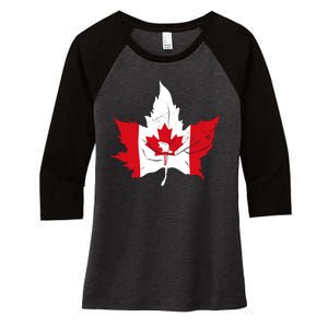 Canada Maple Leaf Flaf Women's Tri-Blend 3/4-Sleeve Raglan Shirt