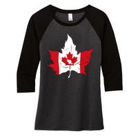 Canada Maple Leaf Flaf Women's Tri-Blend 3/4-Sleeve Raglan Shirt