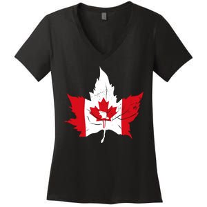 Canada Maple Leaf Flaf Women's V-Neck T-Shirt