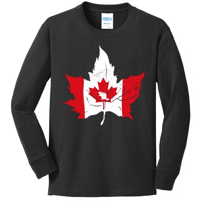 Canada Maple Leaf Flaf Kids Long Sleeve Shirt