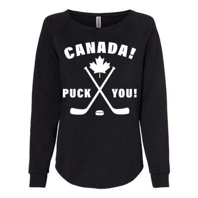 Canada Puck You Hockey Womens California Wash Sweatshirt