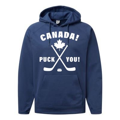 Canada Puck You Hockey Performance Fleece Hoodie