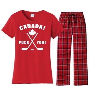 Canada Puck You Hockey Women's Flannel Pajama Set