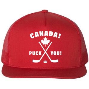 Canada Puck You Hockey Flat Bill Trucker Hat