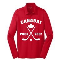 Canada Puck You Hockey Silk Touch Performance Long Sleeve Polo