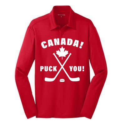 Canada Puck You Hockey Silk Touch Performance Long Sleeve Polo