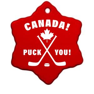 Canada Puck You Hockey Ceramic Star Ornament