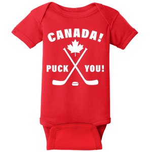 Canada Puck You Hockey Baby Bodysuit