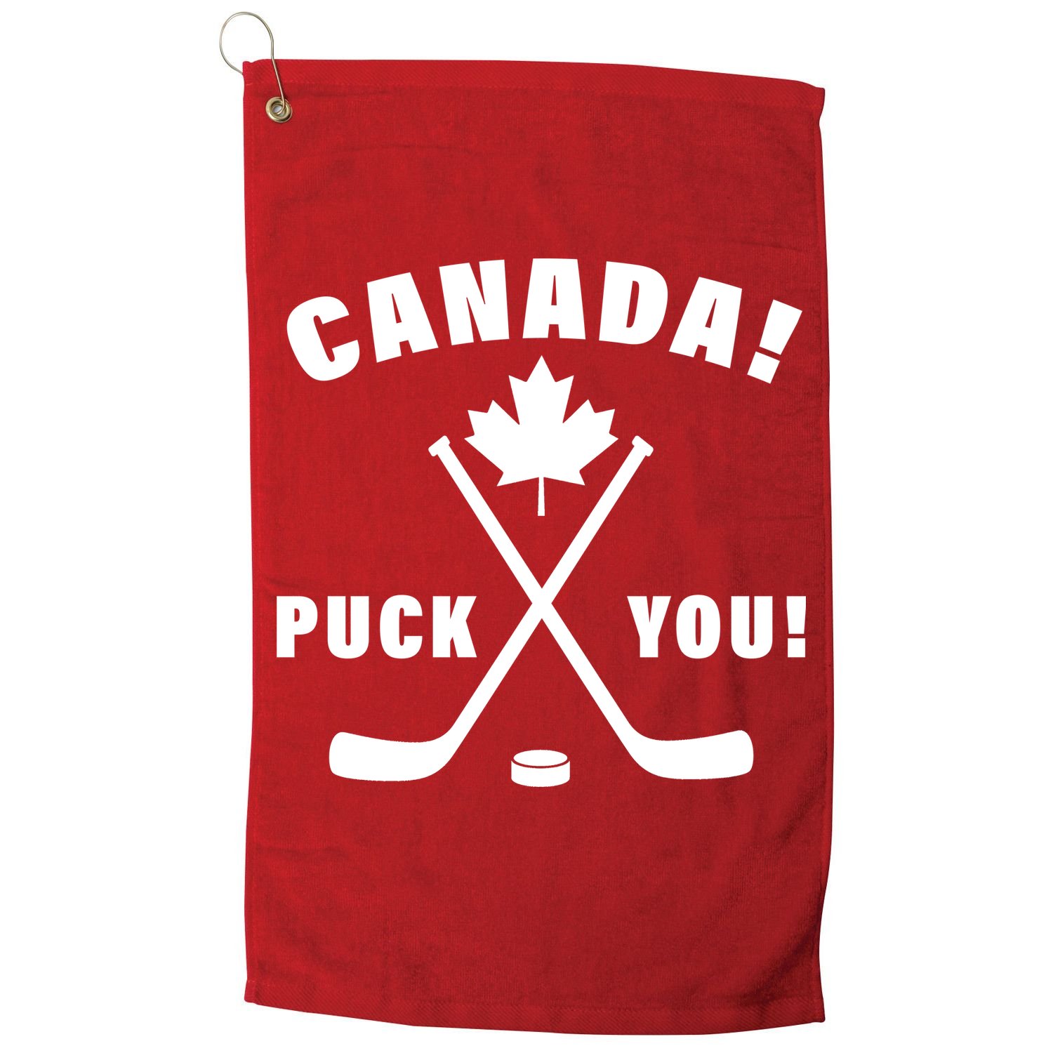 Canada Puck You Hockey Golf Towel