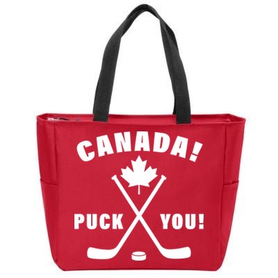Canada Puck You Hockey Zip Tote Bag