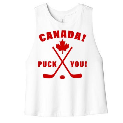 Canada Puck You Hockey Women's Racerback Cropped Tank