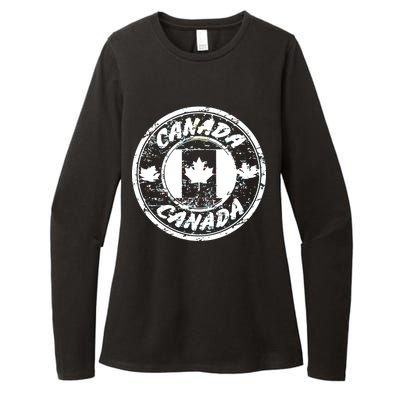 Canada Retro Circle Womens CVC Long Sleeve Shirt