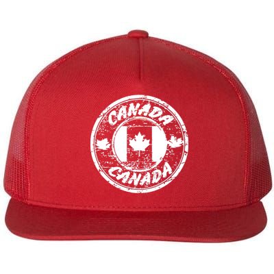 Canada Retro Circle Flat Bill Trucker Hat