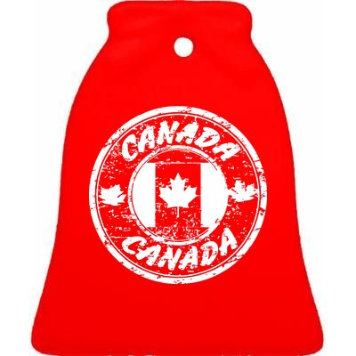 Canada Retro Circle Ceramic Bell Ornament