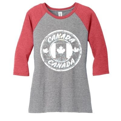 Canada Retro Circle Women's Tri-Blend 3/4-Sleeve Raglan Shirt