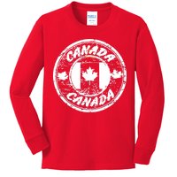 Canada Retro Circle Kids Long Sleeve Shirt