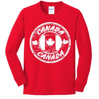 Canada Retro Circle Kids Long Sleeve Shirt