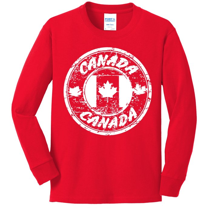 Canada Retro Circle Kids Long Sleeve Shirt