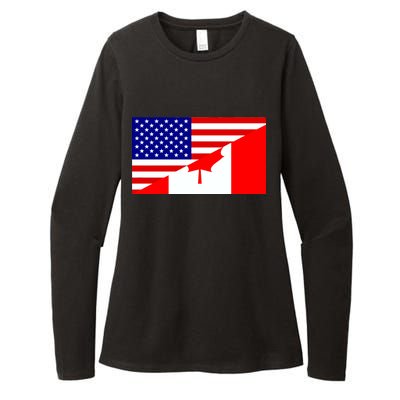 Canadian American USA Flag Womens CVC Long Sleeve Shirt