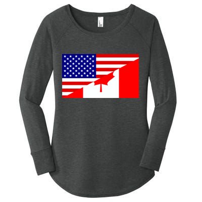 Canadian American USA Flag Women's Perfect Tri Tunic Long Sleeve Shirt