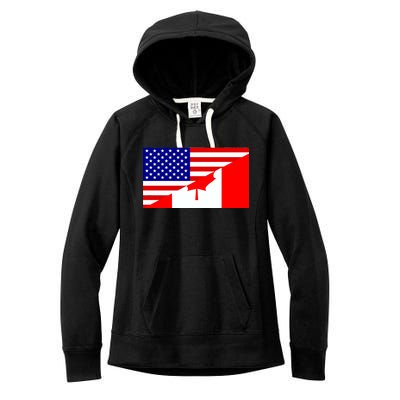 Canadian American USA Flag Women's Fleece Hoodie