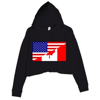 Canadian American USA Flag Crop Fleece Hoodie