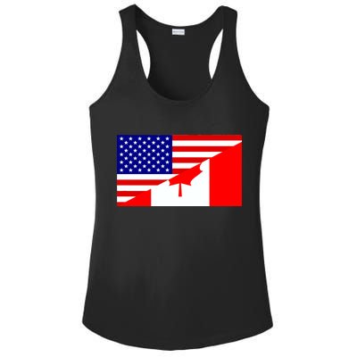 Canadian American USA Flag Ladies PosiCharge Competitor Racerback Tank