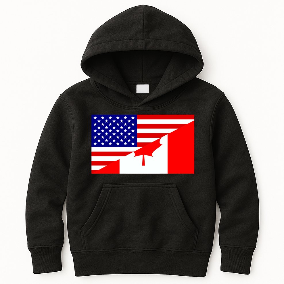 Canadian American USA Flag Kids Hoodie