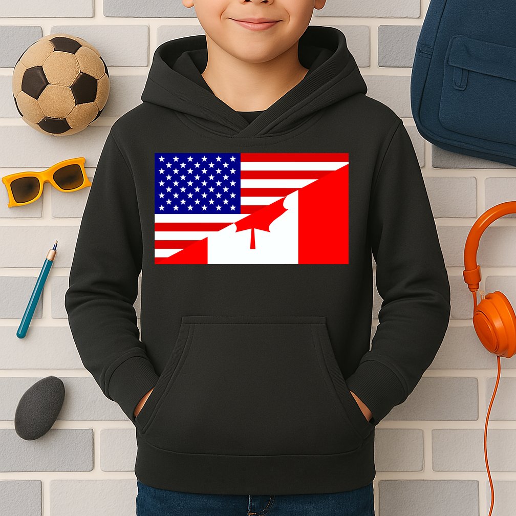 Canadian American USA Flag Kids Hoodie