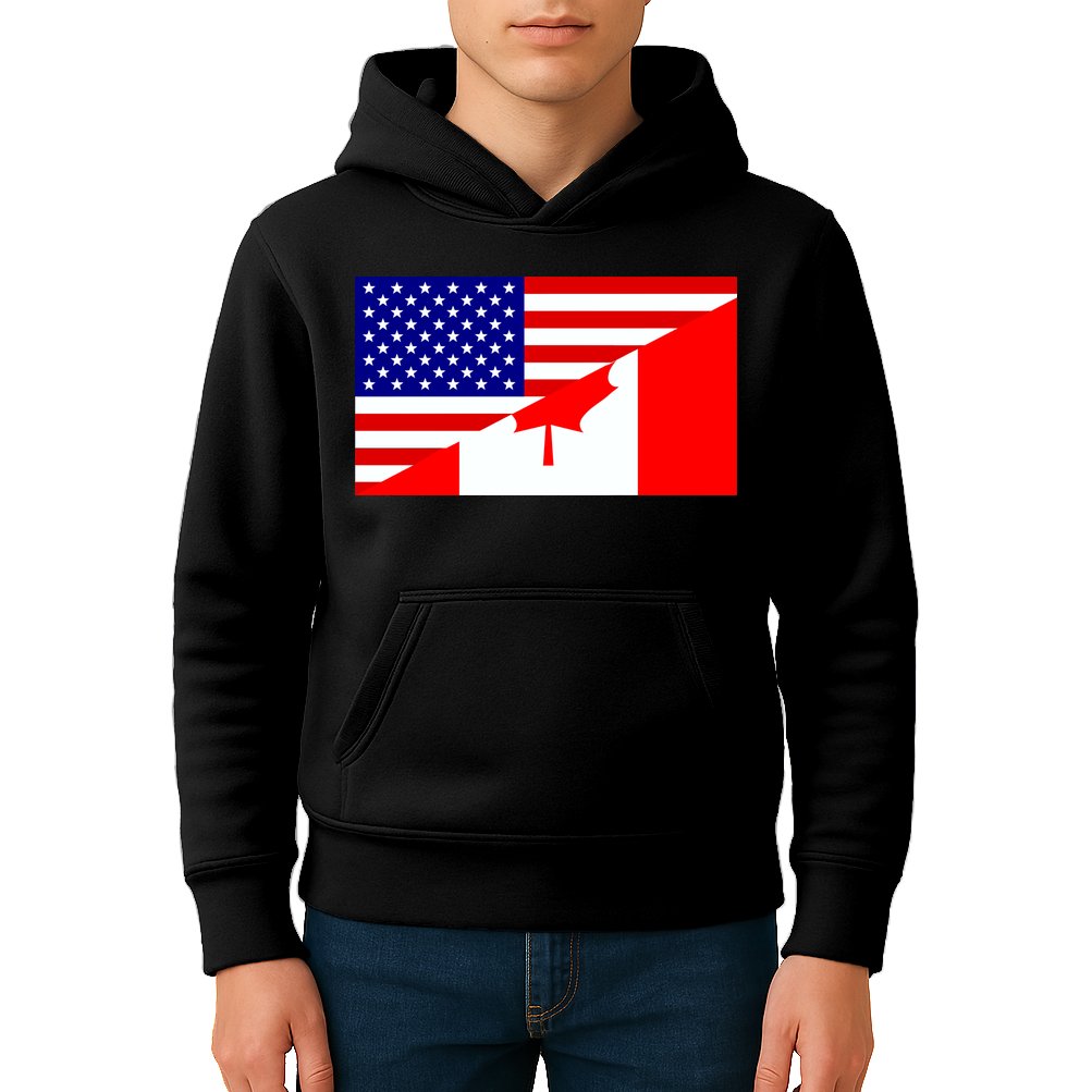 Canadian American USA Flag Kids Hoodie
