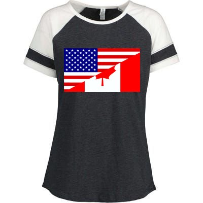 Canadian American USA Flag Enza Ladies Jersey Colorblock Tee