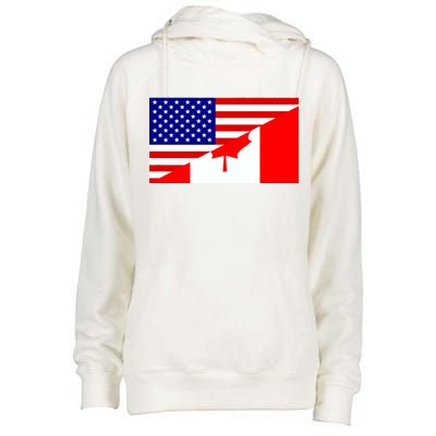 Canadian American USA Flag Womens Funnel Neck Pullover Hood