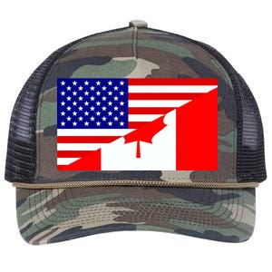 Canadian American USA Flag Retro Rope Trucker Hat Cap