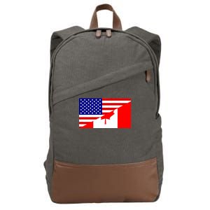 Canadian American USA Flag Cotton Canvas Backpack