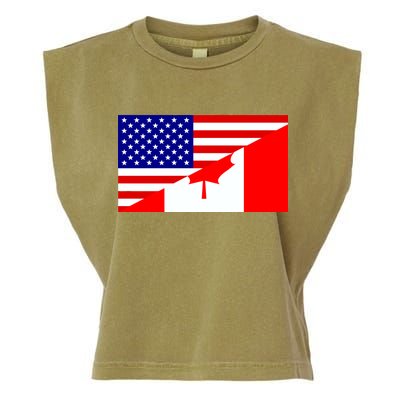 Canadian American USA Flag Garment-Dyed Women's Muscle Tee