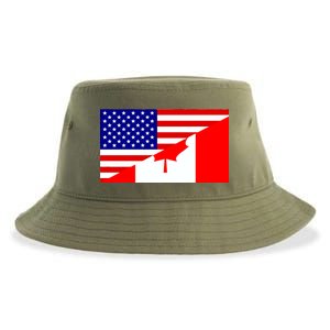 Canadian American USA Flag Sustainable Bucket Hat